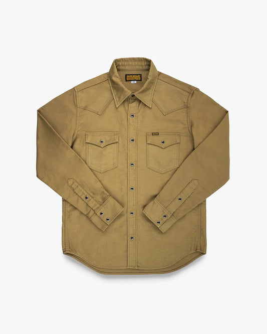 Iron Heart 12oz IHSH-426 Military Moleskin Western Shirt - Khaki