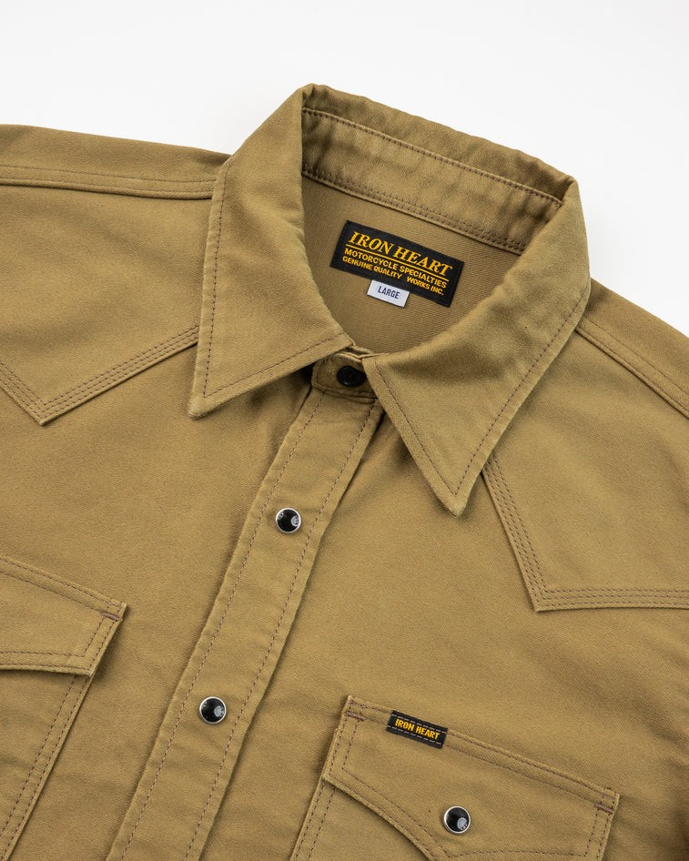Iron Heart 12oz IHSH-426 Military Moleskin Western Shirt - Khaki
