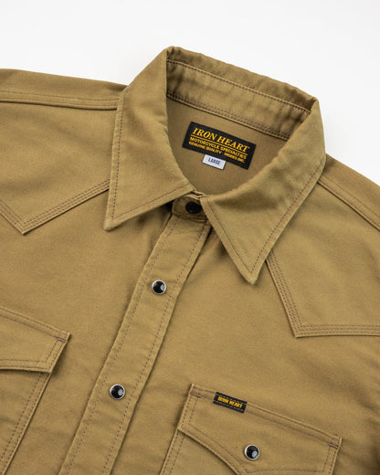 Iron Heart 12oz IHSH-426 Military Moleskin Western Shirt - Khaki