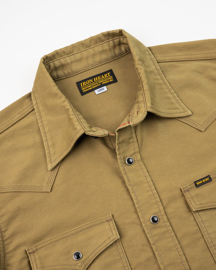 Iron Heart 12oz IHSH-426 Military Moleskin Western Shirt - Khaki