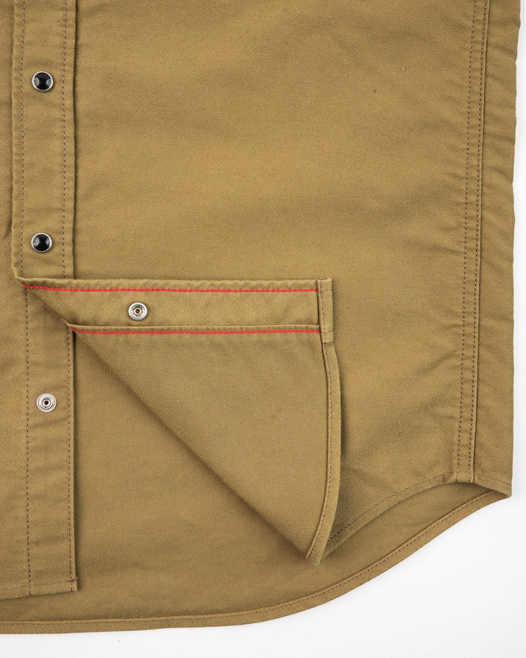 Iron Heart 12oz IHSH-426 Military Moleskin Western Shirt - Khaki