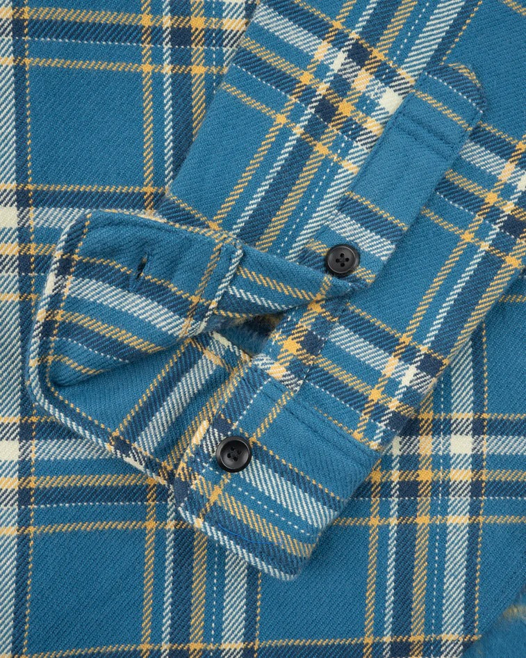 Iron Heart IHSH-435 Ultra Heavy Flannel American Check Work Shirt - Blue