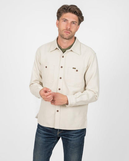 IRON HEART IHSH-423-IVO 13oz Oxford Cloth Work Overshirt - Ivory