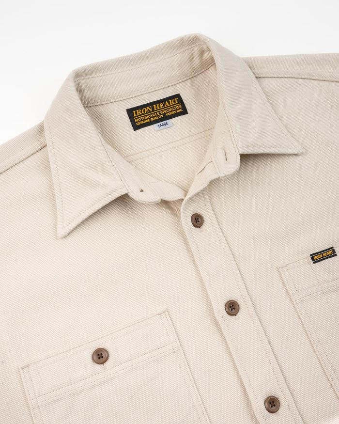 IRON HEART IHSH-423-IVO 13oz Oxford Cloth Work Overshirt - Ivory