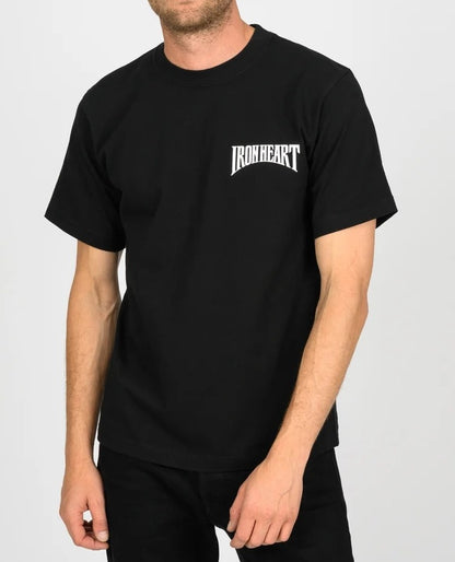 Iron Heart IHT-2601-BLK 7.5oz Printed Loopwheel Crew Neck T-Shirt - Black