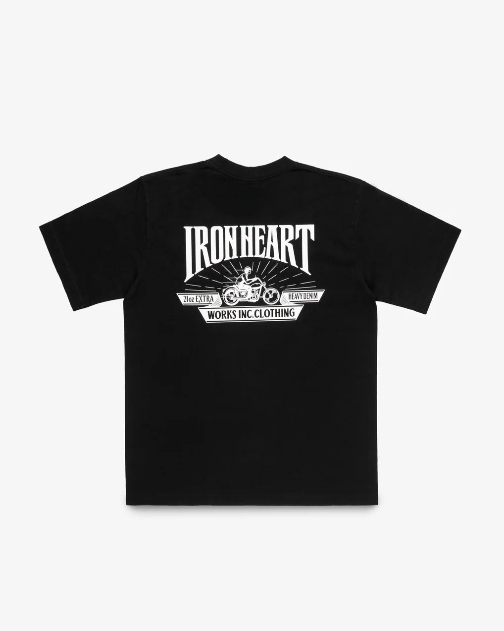 Iron Heart IHT-2601-BLK 7.5oz Printed Loopwheel Crew Neck T-Shirt - Black