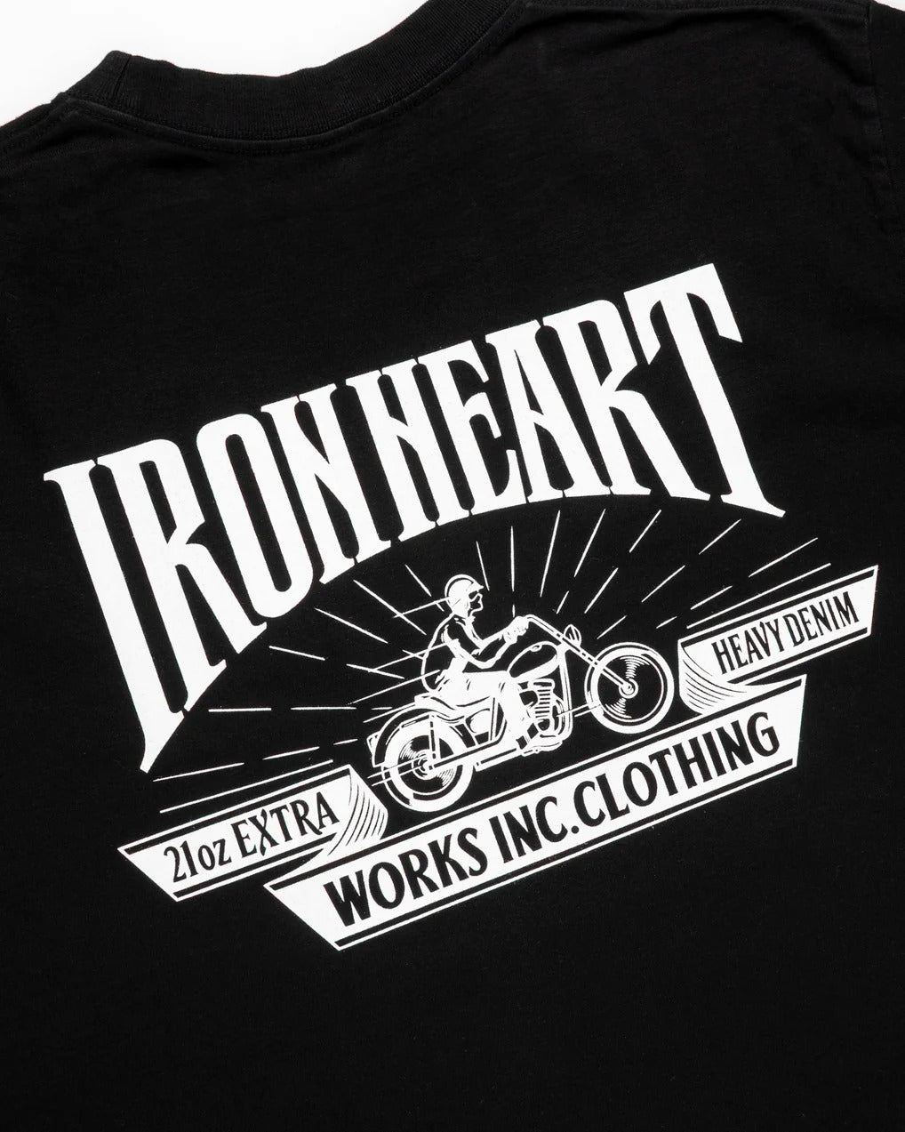 Iron Heart IHT-2601-BLK 7.5oz Printed Loopwheel Crew Neck T-Shirt - Black