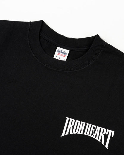 Iron Heart IHT-2601-BLK 7.5oz Printed Loopwheel Crew Neck T-Shirt - Black