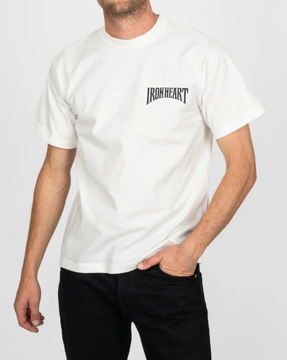 Iron Heart IHT-2601-WHT 7.5oz Printed Loopwheel Crew Neck T-Shirt - White