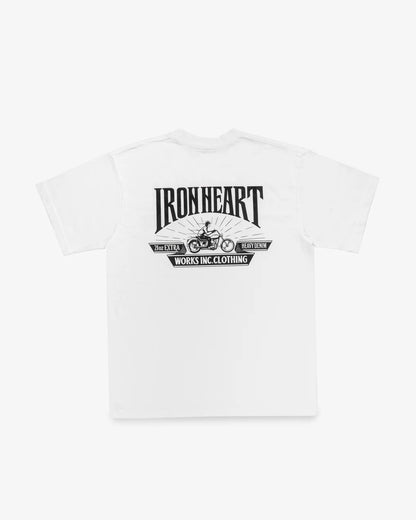 Iron Heart IHT-2601-WHT 7.5oz Printed Loopwheel Crew Neck T-Shirt - White