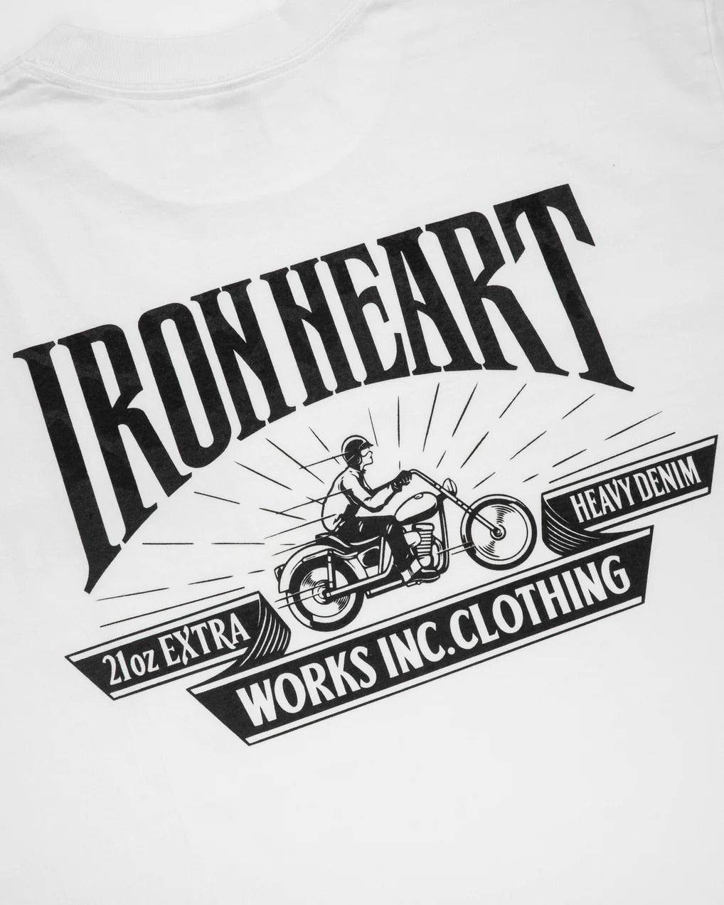 Iron Heart IHT-2601-WHT 7.5oz Printed Loopwheel Crew Neck T-Shirt - White