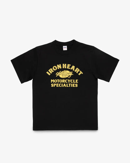 Iron Heart IHT-2602-BLK 7.5oz Printed Loopwheel Crew Neck T-Shirt - Black