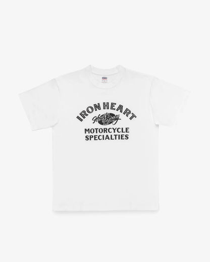 Iron Heart IHT-2602-WHT 7.5oz Printed Loopwheel Crew Neck T-Shirt - White