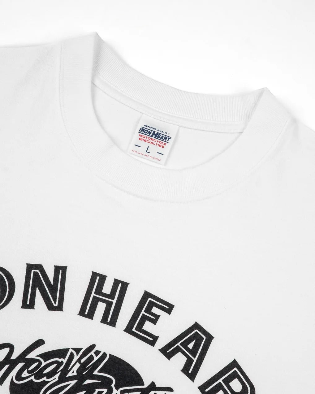 Iron Heart IHT-2602-WHT 7.5oz Printed Loopwheel Crew Neck T-Shirt - White