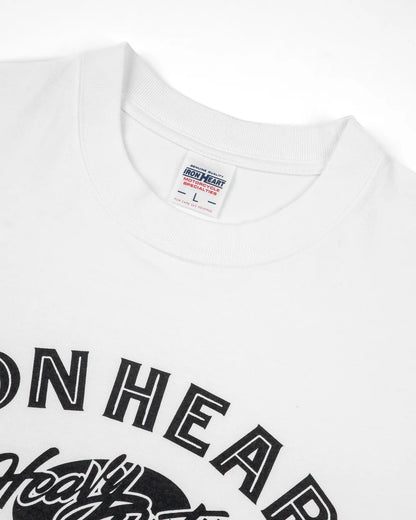 Iron Heart IHT-2602-WHT 7.5oz Printed Loopwheel Crew Neck T-Shirt - White