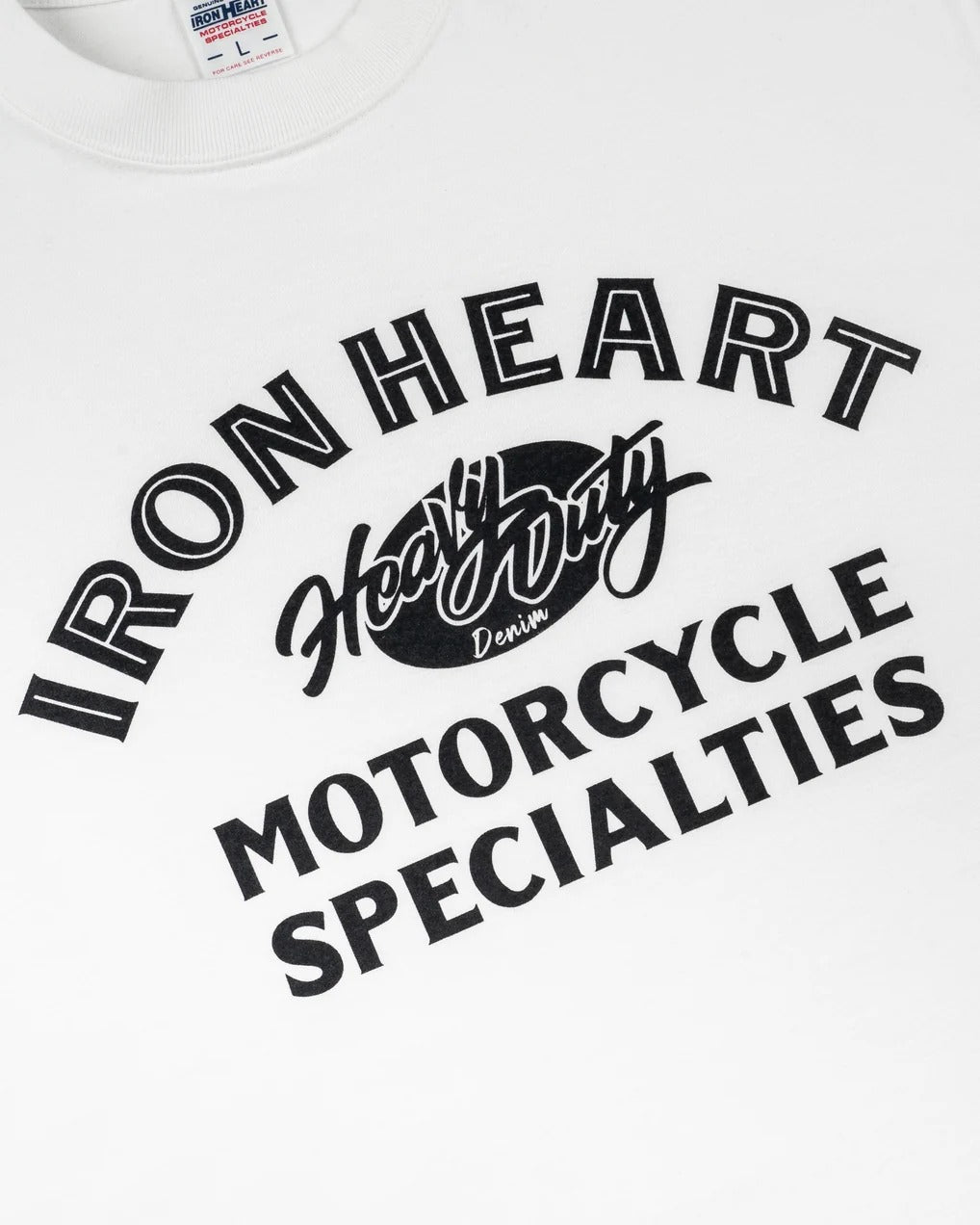 Iron Heart IHT-2602-WHT 7.5oz Printed Loopwheel Crew Neck T-Shirt - White