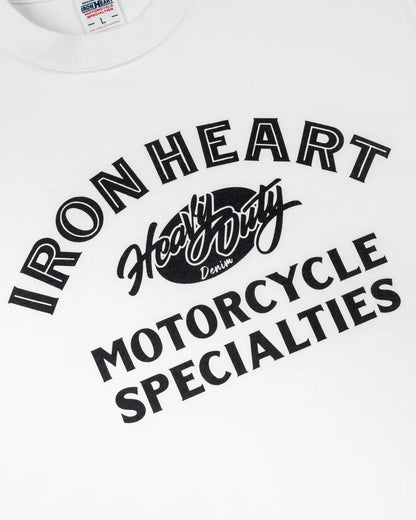 Iron Heart IHT-2602-WHT 7.5oz Printed Loopwheel Crew Neck T-Shirt - White