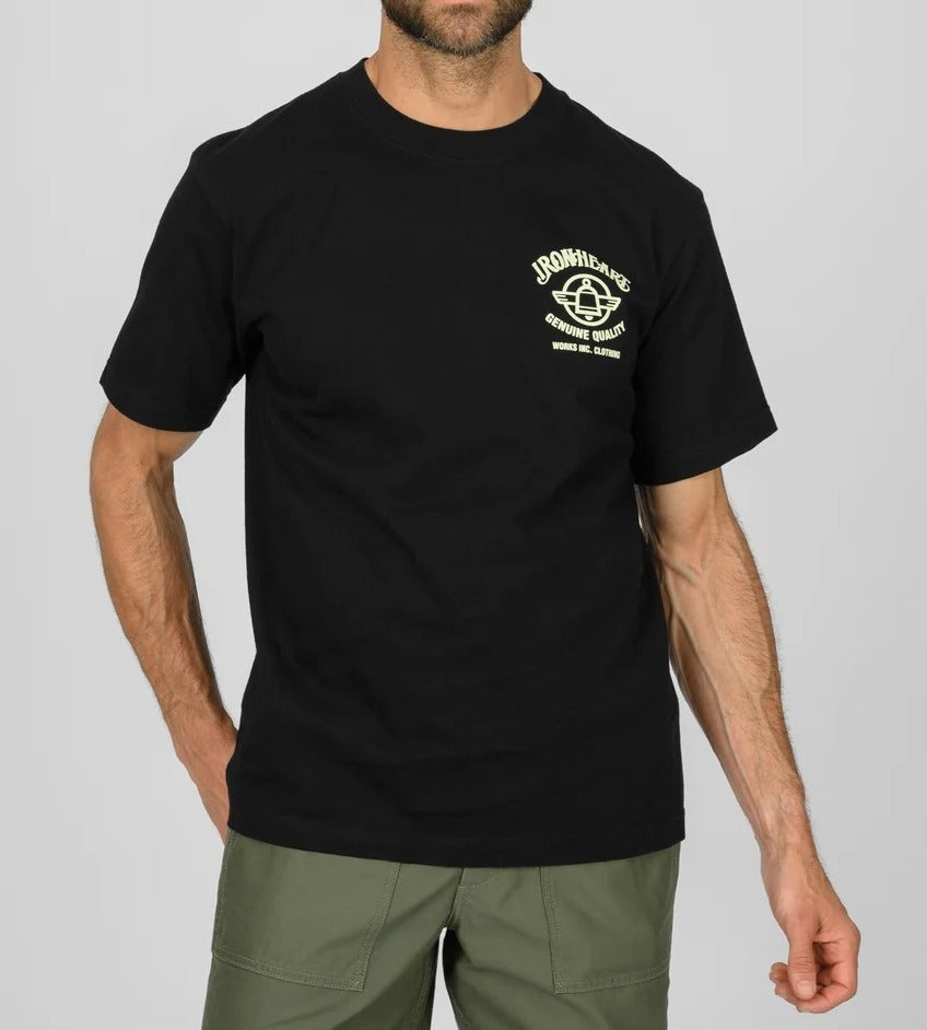 Iron Heart IHT-2603-BLK 7.5oz Printed Loopwheel Crew Neck T-Shirt - Black