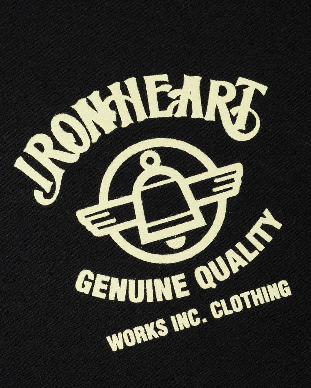Iron Heart IHT-2603-BLK 7.5oz Printed Loopwheel Crew Neck T-Shirt - Black