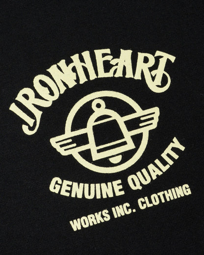 Iron Heart IHT-2603-BLK 7.5oz Printed Loopwheel Crew Neck T-Shirt - Black