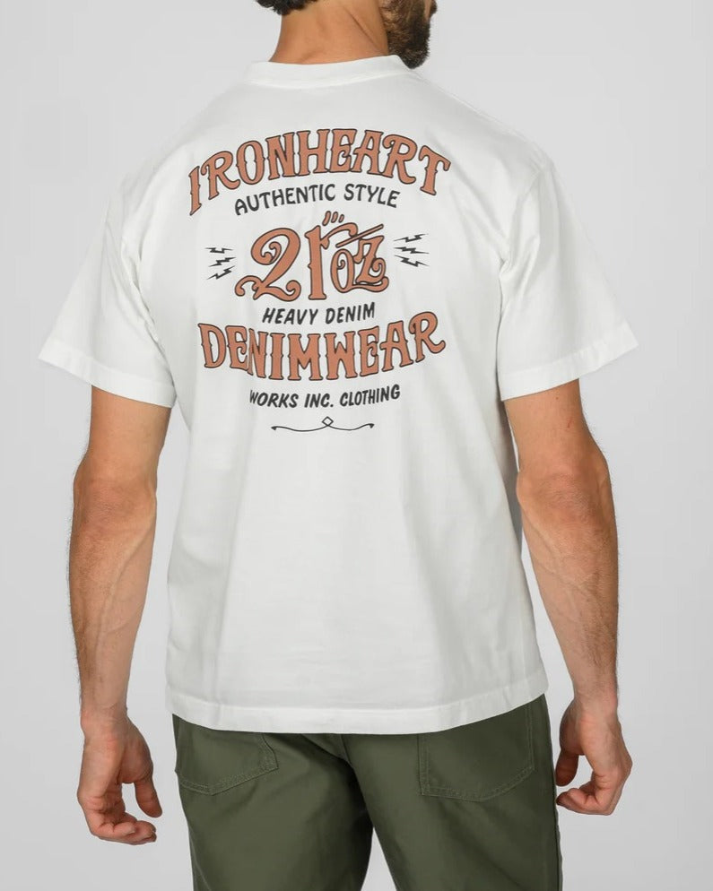 Iron Heart IHT-2603-WHT 7.5oz Printed Loopwheel Crew Neck T-Shirt