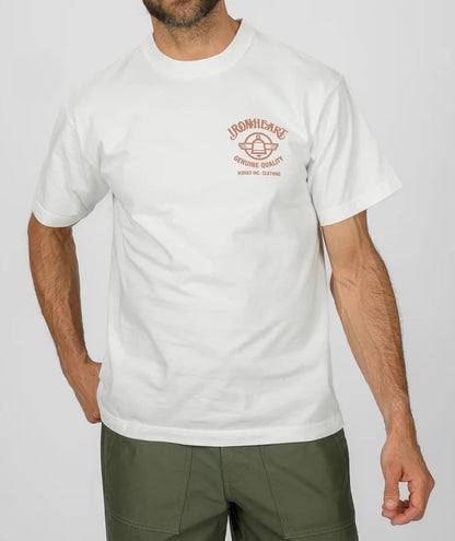 Iron Heart IHT-2603-WHT 7.5oz Printed Loopwheel Crew Neck T-Shirt