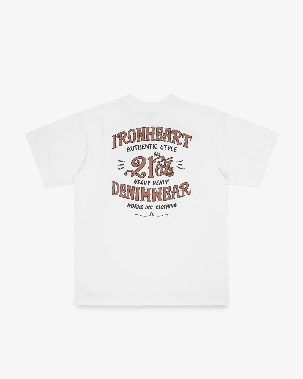 Iron Heart IHT-2603-WHT 7.5oz Printed Loopwheel Crew Neck T-Shirt