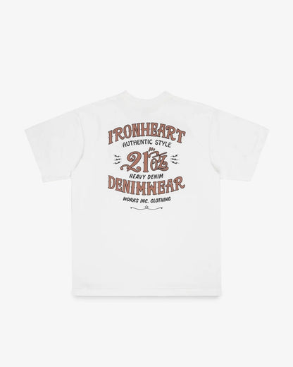 Iron Heart IHT-2603-WHT 7.5oz Printed Loopwheel Crew Neck T-Shirt