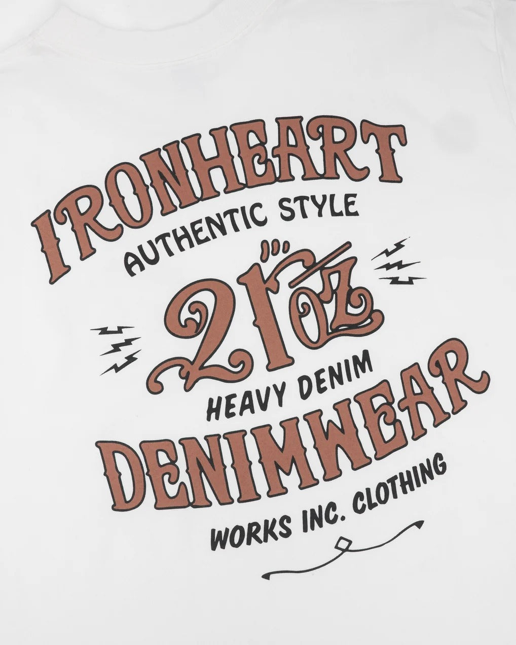 Iron Heart IHT-2603-WHT 7.5oz Printed Loopwheel Crew Neck T-Shirt