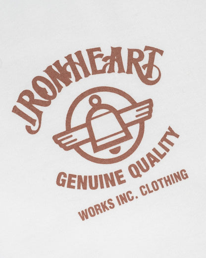 Iron Heart IHT-2603-WHT 7.5oz Printed Loopwheel Crew Neck T-Shirt
