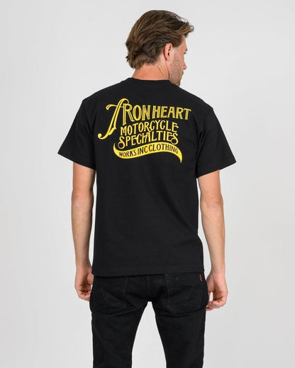 Iron Heart IHT-2501 7.5oz Printed Loopwheel Crew Neck T-Shirt Black