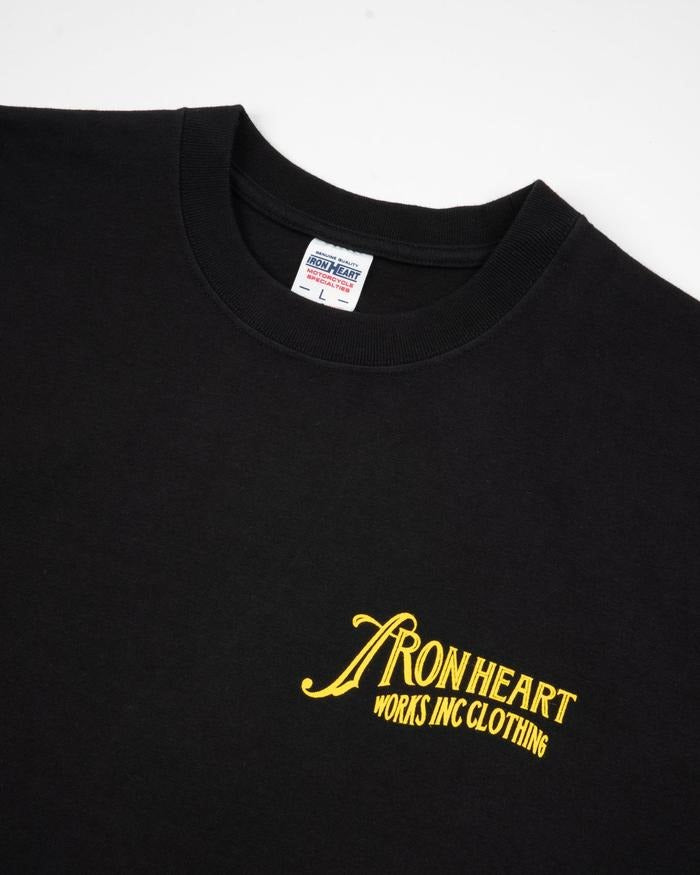 Iron Heart IHT-2501 7.5oz Printed Loopwheel Crew Neck T-Shirt Black