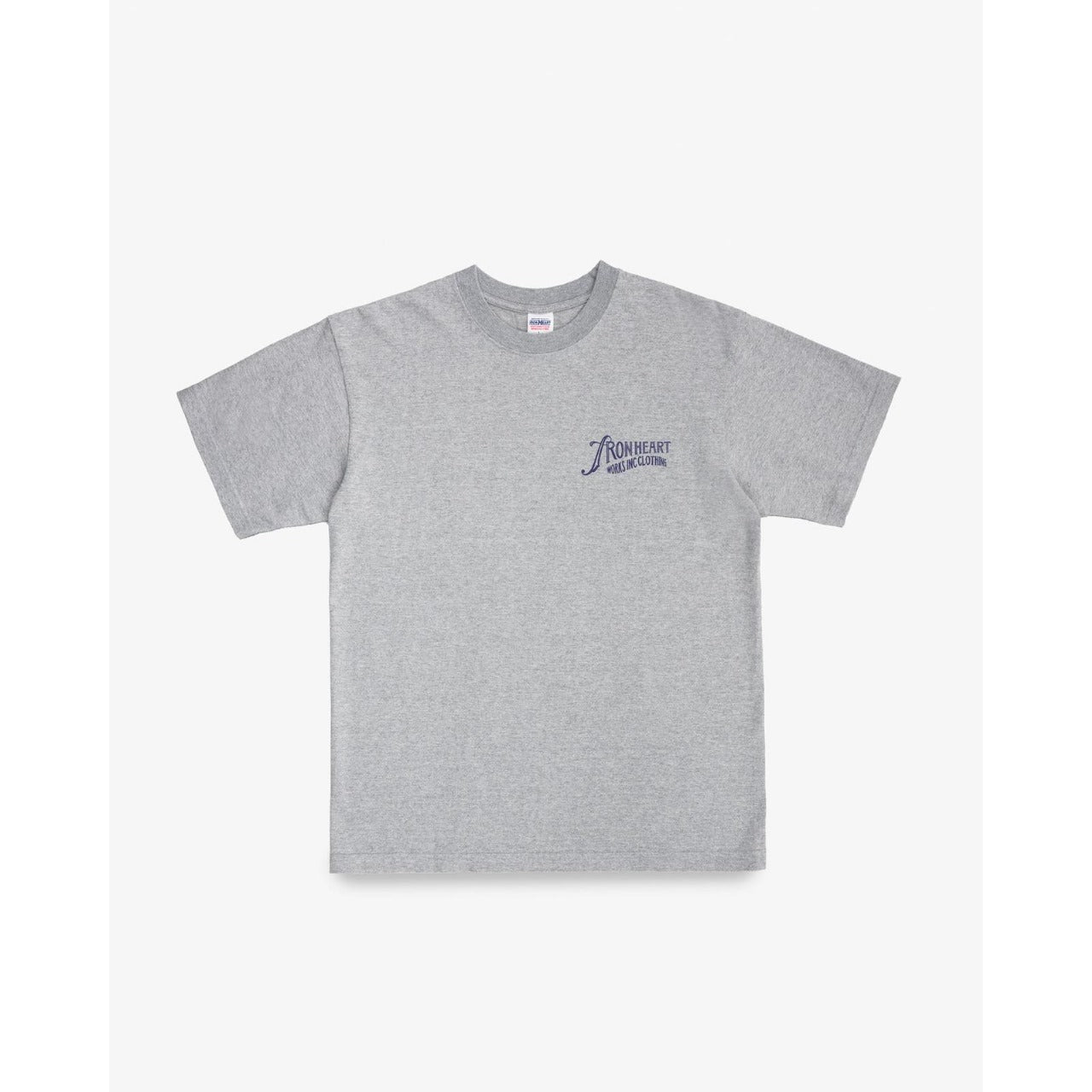 Iron Heart IHT-2501 7.5oz Printed Loopwheel Crew Neck T-Shirt Gray