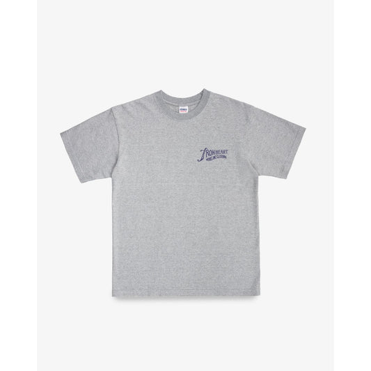 Iron Heart IHT-2501 7.5oz Printed Loopwheel Crew Neck T-Shirt Gray