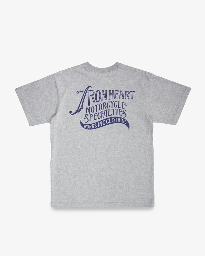 Iron Heart IHT-2501 7.5oz Printed Loopwheel Crew Neck T-Shirt Gray