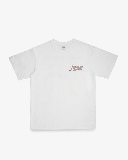 Iron Heart IHT-2501 7.5oz Printed Loopwheel Crew Neck T-Shirt - White
