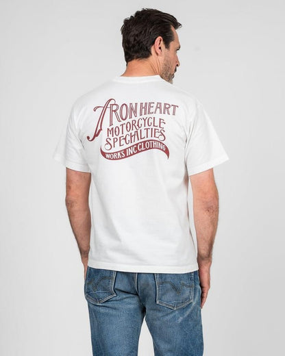 Iron Heart IHT-2501 7.5oz Printed Loopwheel Crew Neck T-Shirt - White