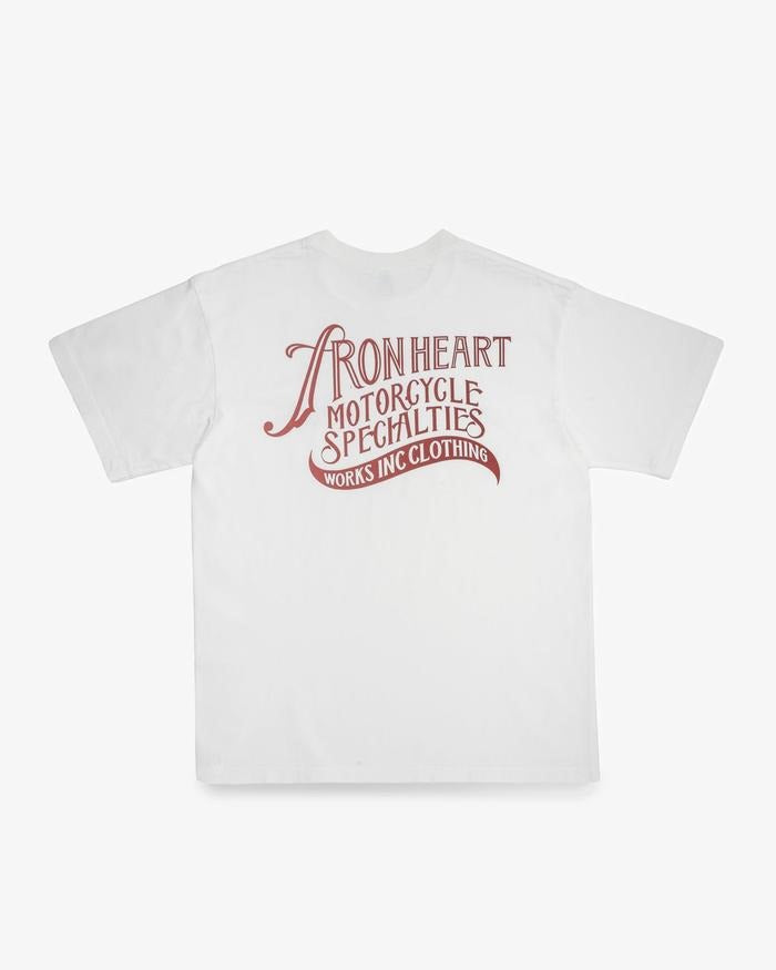 Iron Heart IHT-2501 7.5oz Printed Loopwheel Crew Neck T-Shirt - White