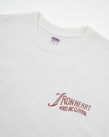 Iron Heart IHT-2501 7.5oz Printed Loopwheel Crew Neck T-Shirt - White