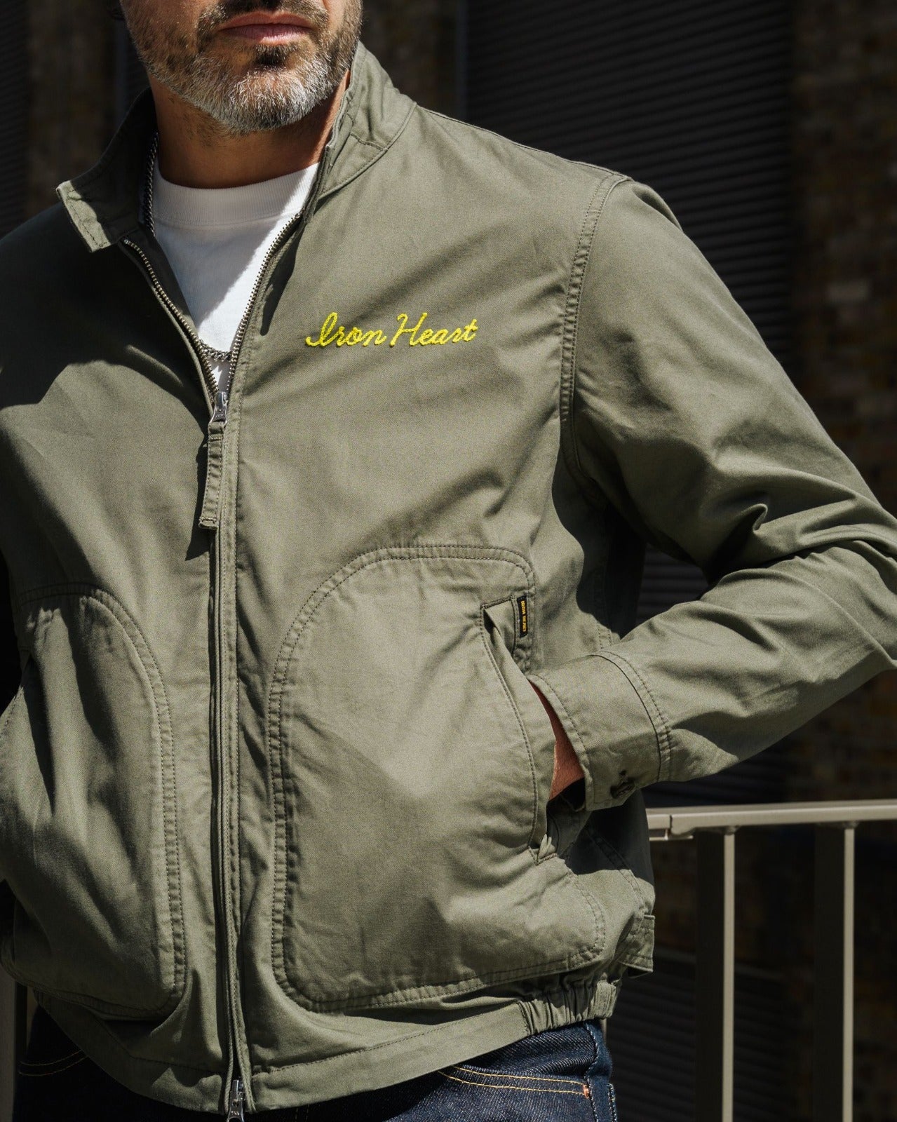 Iron Heart IHJ-165-ODG 6.2oz Serge Drizzler Jacket - Olive Drab Green
