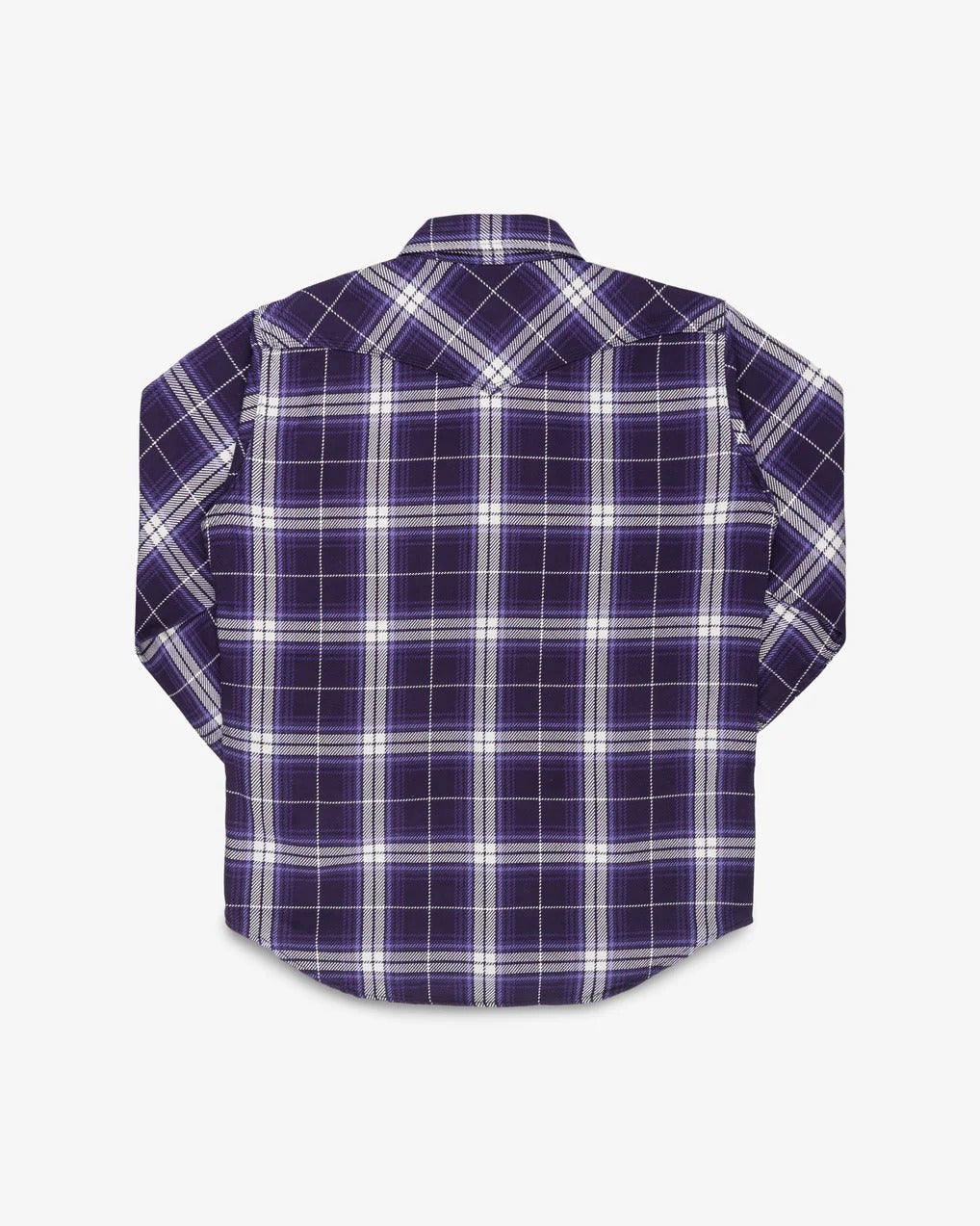 Iron Heart IHSH-439-PUR 9oz Selvedge Flannel Check Western Shirt - Purple