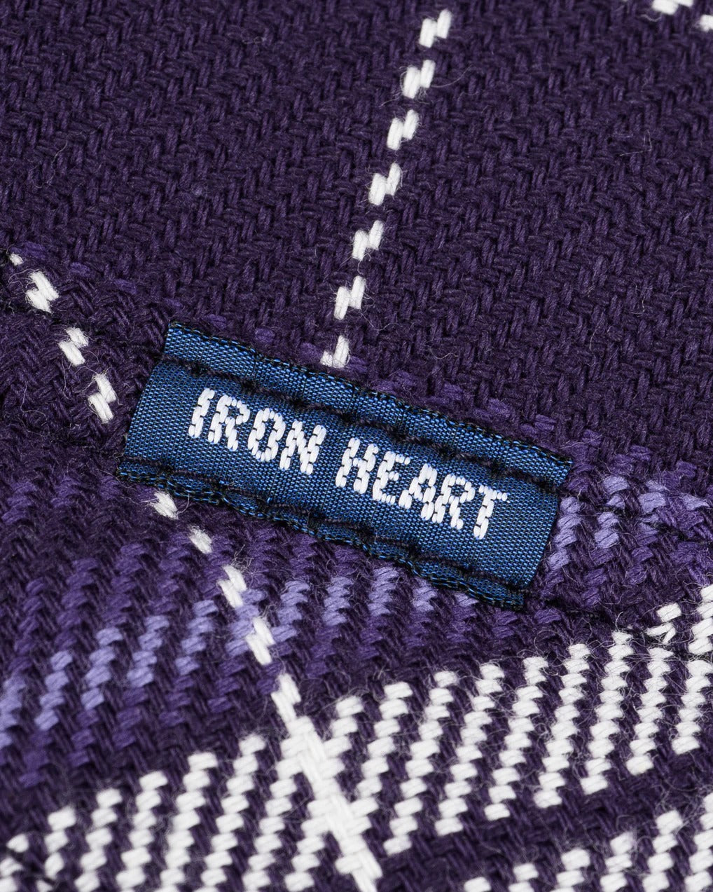 Iron Heart IHSH-439-PUR 9oz Selvedge Flannel Check Western Shirt - Purple