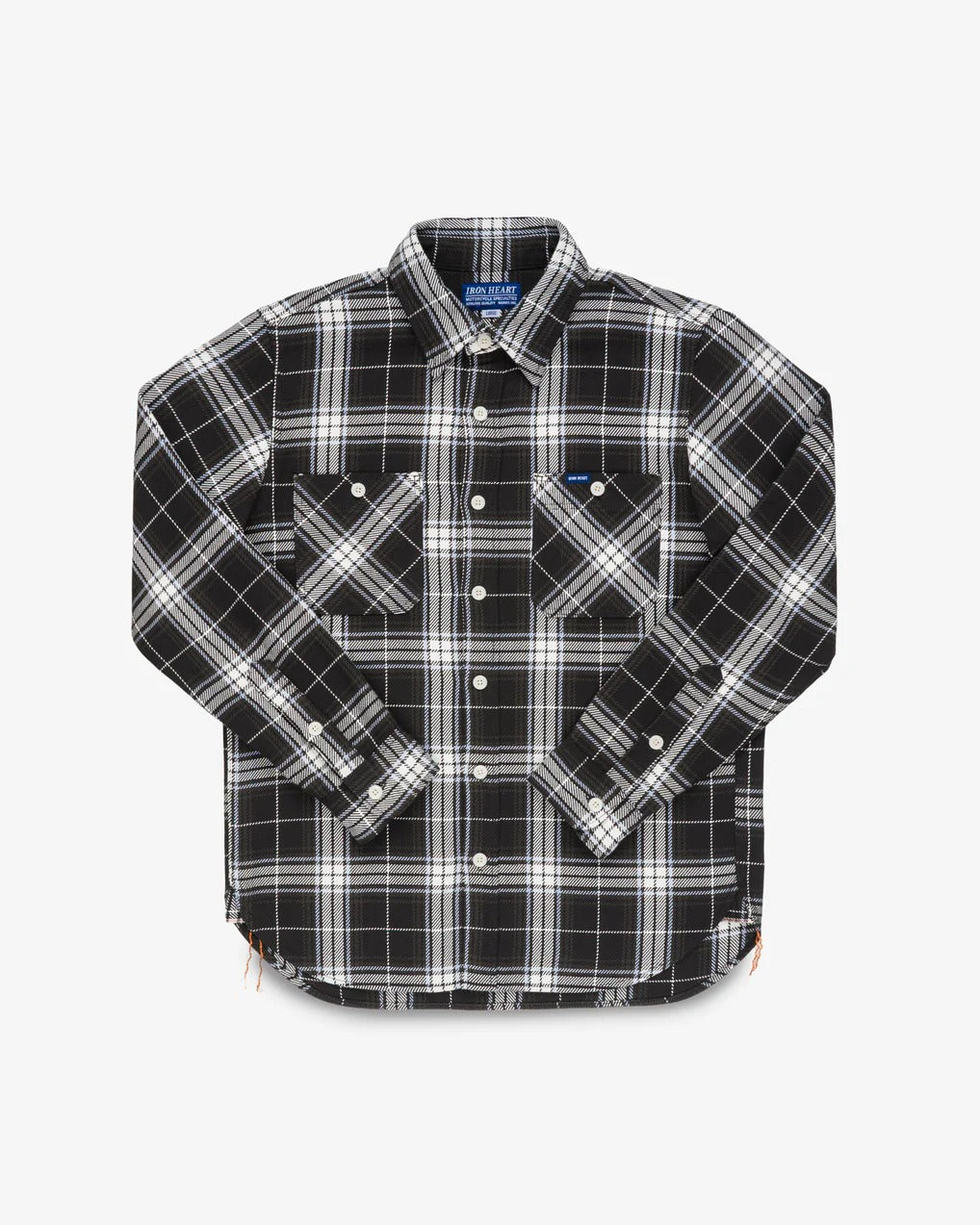 Iron Heart IHSH-441-BLK 9oz Selvedge Flannel Check Work Shirt - Black