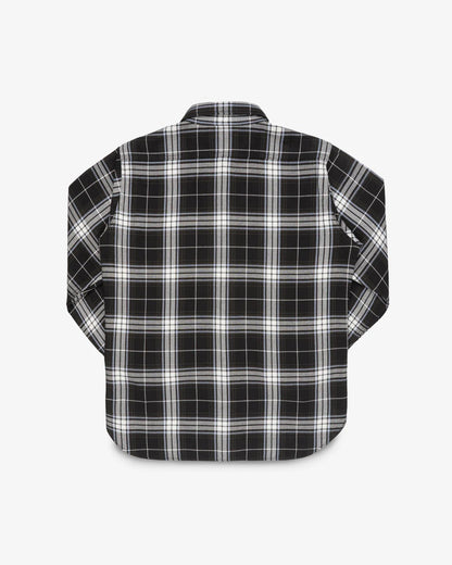 Iron Heart IHSH-441-BLK 9oz Selvedge Flannel Check Work Shirt - Black