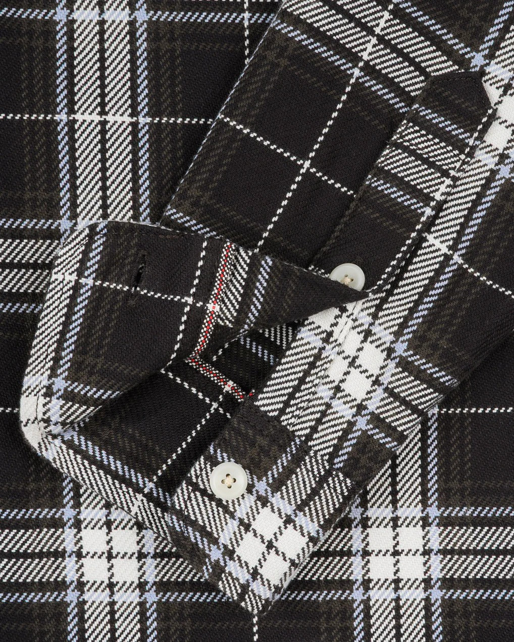 Iron Heart IHSH-441-BLK 9oz Selvedge Flannel Check Work Shirt - Black