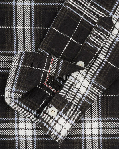 Iron Heart IHSH-441-BLK 9oz Selvedge Flannel Check Work Shirt - Black