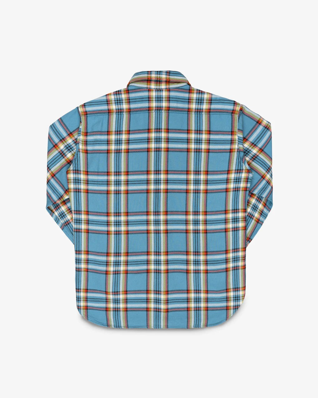 Iron Heart IHSH-442-SAX 9oz Selvedge Flannel Check Work Shirt - Sax Blue