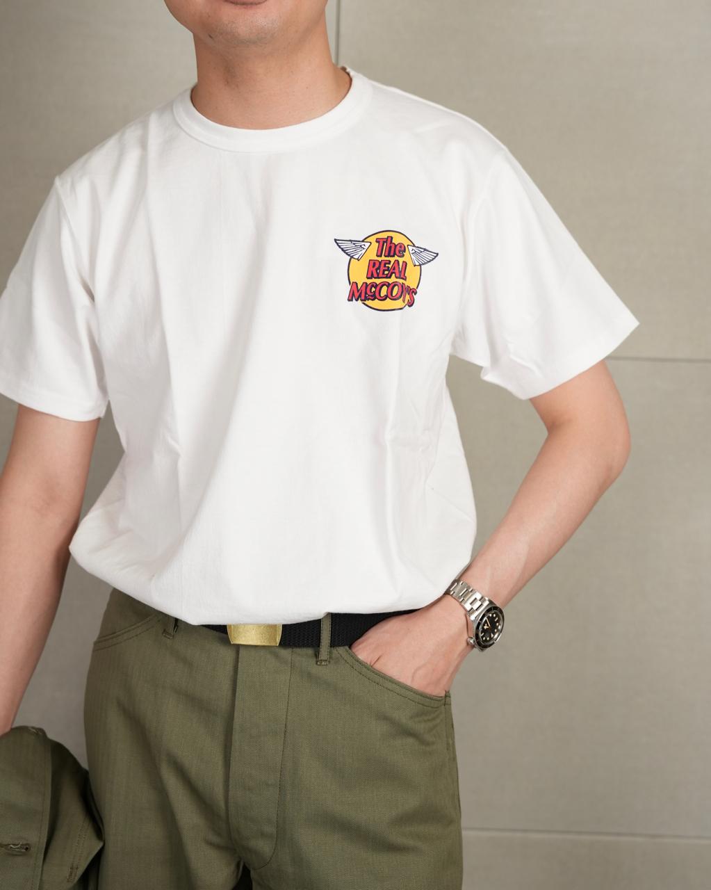 The Real Mccoys MC24004 010 White Logo Tee S/S