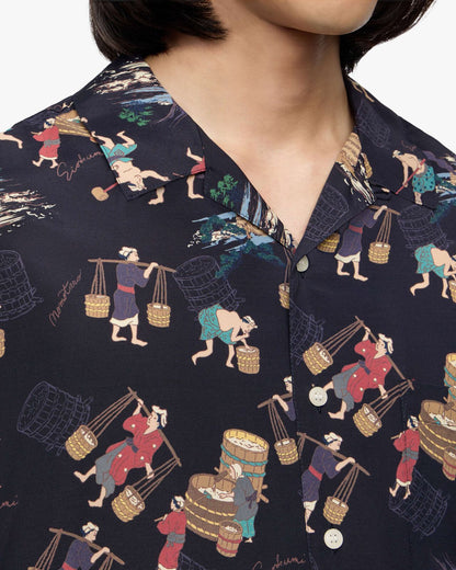 Momotaro Jeans MMSS6005 BLK RAYON S/S SHIRT