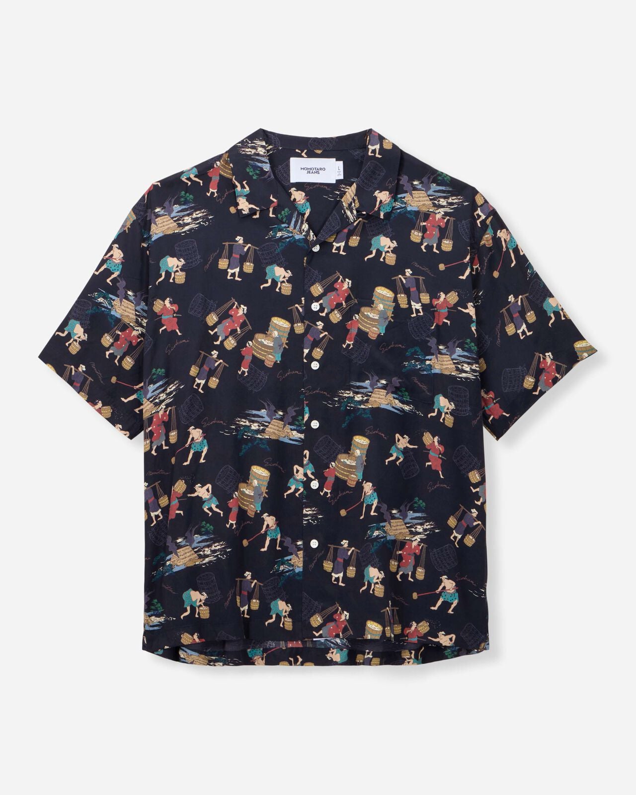 Momotaro Jeans MMSS6005 BLK RAYON S/S SHIRT